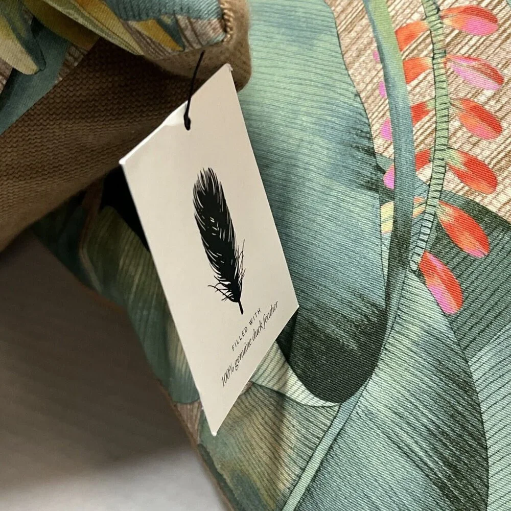Canvas Throw Pillow Tropical Floral‎ Hibiscus Beach Set Of 2 Duck Feather Filled